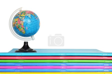 Photo for Back to school concept. globe on stack of colorful books - Royalty Free Image