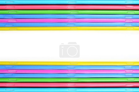 Photo for Frame of colorful copybooks isolated on white background, education concept - Royalty Free Image