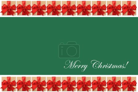 Téléchargez les photos : Joyeux noël et heureux nouveau fond vert de l'année pour votre conception avec bordure de boîtes-cadeaux emballées - en image libre de droit