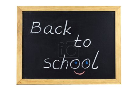 Photo for Back to school text on school blackboard - Royalty Free Image