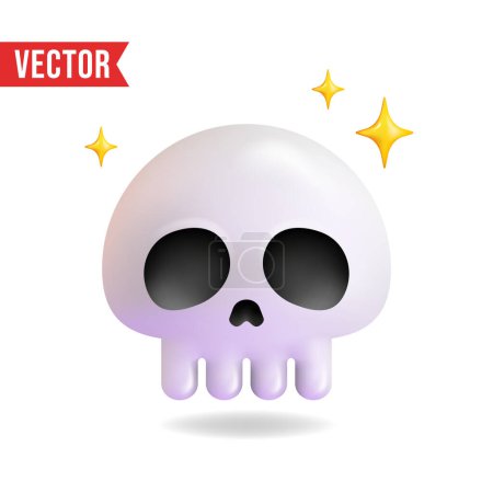 Ilustración de Emoji cráneo 3D aislado sobre fondo blanco. Ilustración vectorial. - Imagen libre de derechos
