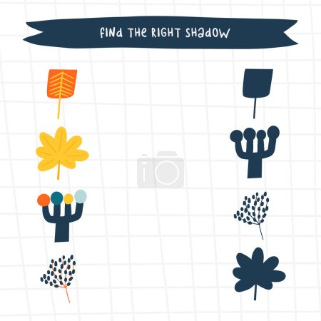 Photo for Logical game for kids. Cute hand drawn doodle funny puzzle with plants. Educational worksheet, mind task, riddle, strategy quiz, mental teaser, challenge, iq toy, brain trainer for children - Royalty Free Image