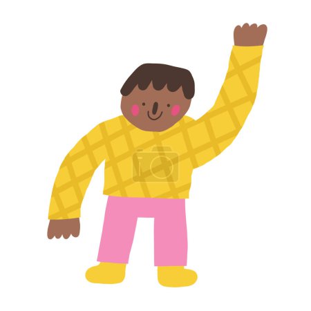 Photo for Kid icon. Cute hand drawn doodle isolated child. Boy with waving hand background - Royalty Free Image