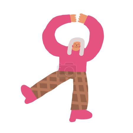 Ilustración de Icono de persona mayor. Linda mano dibujada garabato abuela aislada. Anciana, mujer bailando fondo - Imagen libre de derechos