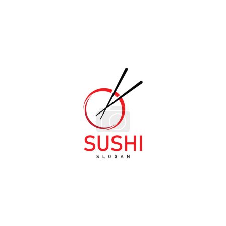 Téléchargez les illustrations : Sushi logo japonais nourriture asiatique restaurant icône - en licence libre de droit