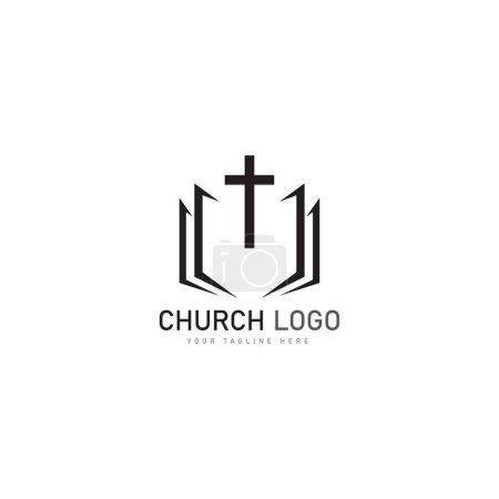 église christian logo vectoriel icône modèle de conception. Symboles chrétiens.