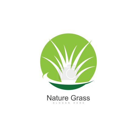 Téléchargez les illustrations : Nature Grass logo design vecteur Creative Grass logo design Modèle Illustration - en licence libre de droit