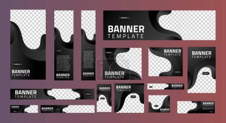 Photo for Set of creative web banners of standard size with a place for photos. Business ad banner. Vertical, horizontal and square template. vector illustration EPS 10 - Royalty Free Image