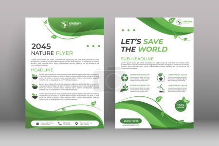 Photo for Green eco flyers, poster, brochure, magazine, annual report, book, booklet cover banner template. vector - Royalty Free Image