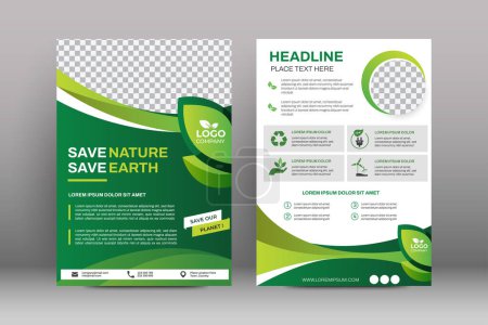 Photo for Green eco flyers, poster, brochure, magazine, annual report, book, booklet cover banner template. vector - Royalty Free Image