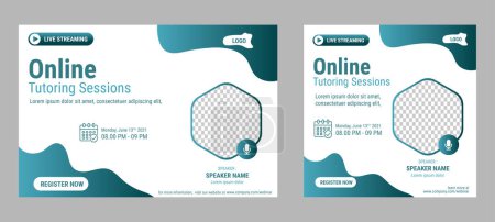 Photo for Online Business Conference live webinar banner invitation and social media post template. Business webinar invitation design. Vector EPS 10 - Royalty Free Image