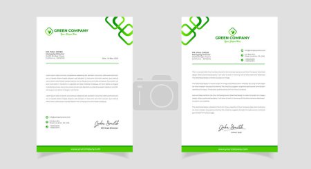 Téléchargez les photos : Green Nature Letterhead Design pour entreprise ou cooporate. Modèle moderne de conception de papier à en-tête d'affaires - en image libre de droit