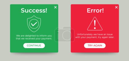 Photo for Installation message popup window ui design with button for mobile and web. success and error popup notifications. Vector EPS 10 - Royalty Free Image