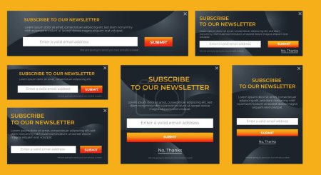 Photo for Set of Email Subscribe Newsletter pop up template design. Submit form for website email letter banner. - Royalty Free Image