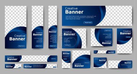 Photo for Professional business web ad banner template with photo place. Modern layout white background and text design - Royalty Free Image