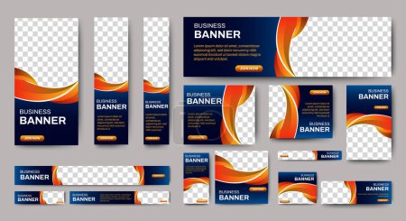 Photo for Professional business web ad banner template with photo place. Modern layout white background and text design - Royalty Free Image