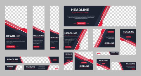 Photo for Set of creative web banners of standard size with a place for photos. Vertical, horizontal and square template. vector illustration - Royalty Free Image