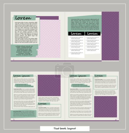 Photo for Book text page layout template. creative paper spreadsheet design for magazine, booklet, flyer, brochure mock up with text blocks and space for image - Royalty Free Image