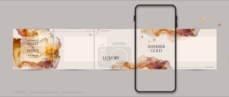 Photo for Instagram social media carousel puzzle post template. elegant luxury background for make up, beauty, jewelry content - Royalty Free Image