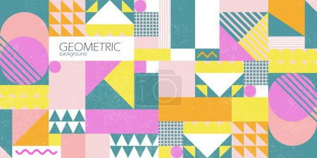 Photo for Colorful Abstract NEO Geometric Background. Geometric Pattern in NEO GEO Design Style. - Royalty Free Image