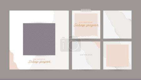 Illustration for Ripped tear tearing paper background template for beauty fashion ad. simple minimal nude beige neutral vector graphic layout design - Royalty Free Image