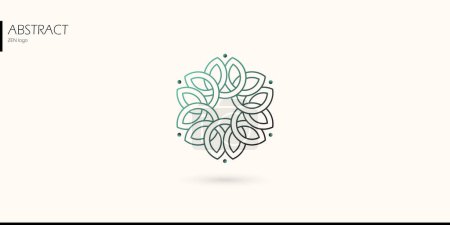 Illustration for Abstract zen lotus flower infinity luxury logo for spa saloon beauty therapist salon yoga meditation. simple minimal  geometric line vector icon symbol logotype - Royalty Free Image