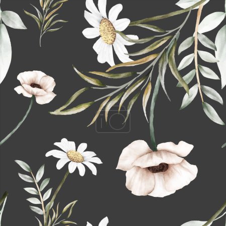 Ilustración de Elegante diminuta acuarela floral diseño de patrón sin costuras - Imagen libre de derechos