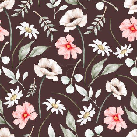 Illustration for Elegant tiny floral watercolor seamless pattern design - Royalty Free Image