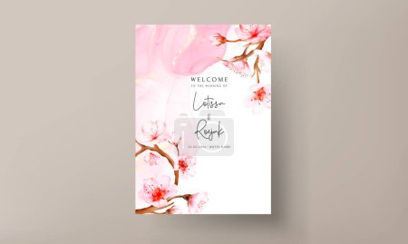 Illustration for Beautiful cherry blossom flower invitation card template - Royalty Free Image