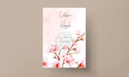 Illustration for Beautiful cherry blossom flower invitation card template - Royalty Free Image