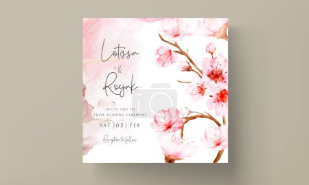 Téléchargez les illustrations : Beautiful cherry blossom flower invitation card template - en licence libre de droit