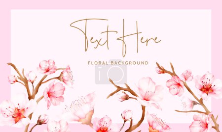 Ilustración de Beautiful cherry blossom watercolor floral background - Imagen libre de derechos