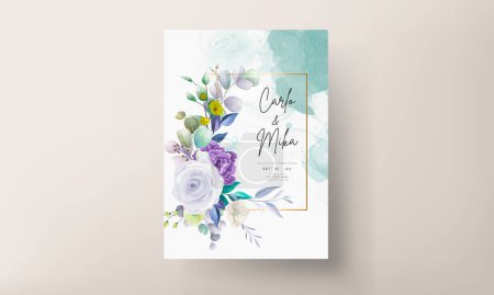 Ilustración de Elegant floral wedding invitation card with watercolor - Imagen libre de derechos