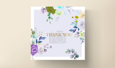 Téléchargez les illustrations : Elegant floral wedding invitation card with watercolor - en licence libre de droit