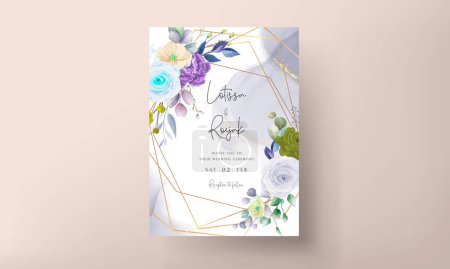 Illustration for Beautiful hand drawn roses floral wedding invitation card set - Royalty Free Image