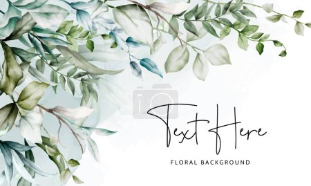 Téléchargez les illustrations : Luxe aquarelle feuilles cadre fond floral - en licence libre de droit