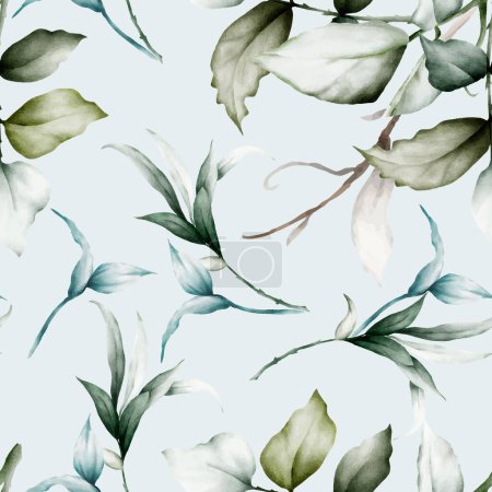 Ilustración de Luxury watercolor leaves seamless pattern design - Imagen libre de derechos