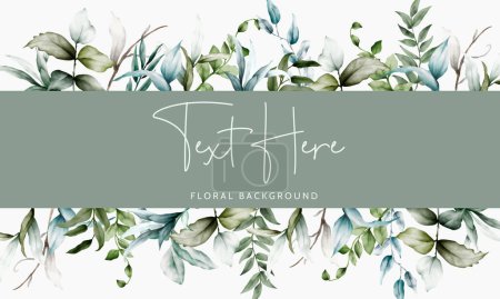 Illustration for Luxury watercolor leaves frame floral background - Royalty Free Image