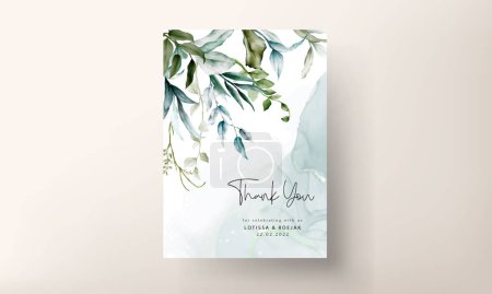 Illustration for Elegant vintage leaves watercolor wedding invitation card set - Royalty Free Image