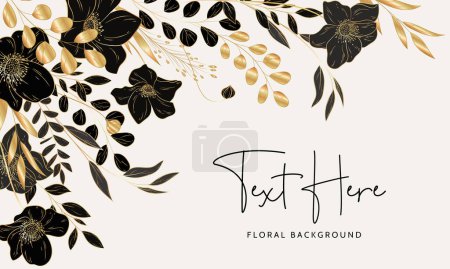 Illustration for Elegant minimalist luxury gold floral background - Royalty Free Image