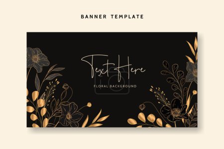 Téléchargez les illustrations : Elegant minimalist luxury gold floral background - en licence libre de droit