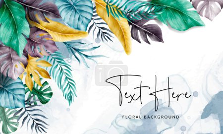 Illustration for Beautiful colorful tropical leaves watercolor background - Royalty Free Image