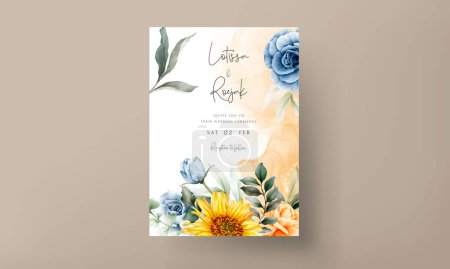 Téléchargez les illustrations : Vintage watercolor spring flower wedding invitation card set - en licence libre de droit