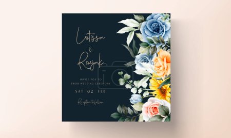 Ilustración de Vintage watercolor spring flower wedding invitation card set - Imagen libre de derechos