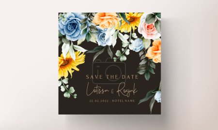 Ilustración de Vintage acuarela primavera flor boda invitación tarjeta set - Imagen libre de derechos
