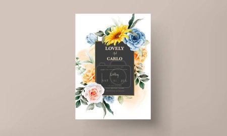 Téléchargez les illustrations : Vintage watercolor spring flower wedding invitation card set - en licence libre de droit