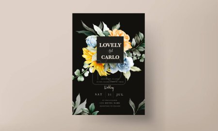 Ilustración de Vintage watercolor spring flower wedding invitation card set - Imagen libre de derechos
