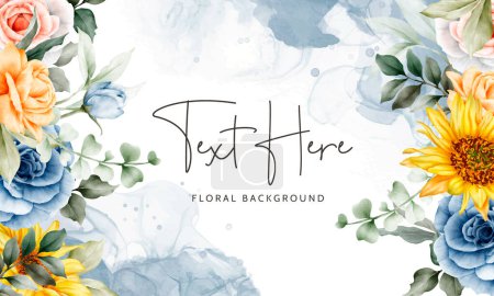 Téléchargez les illustrations : Beautiful watercolor spring floral background - en licence libre de droit