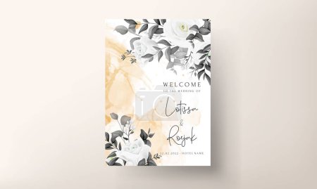 Illustration for Simple and elegant black and white floral wedding invitation card - Royalty Free Image