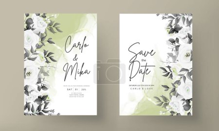Ilustración de Tarjeta de invitación de boda floral en blanco y negro simple y elegante - Imagen libre de derechos
